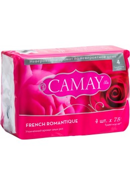 Туалетное крем-мыло Camay French Romantique c розой, 4 х 75 г